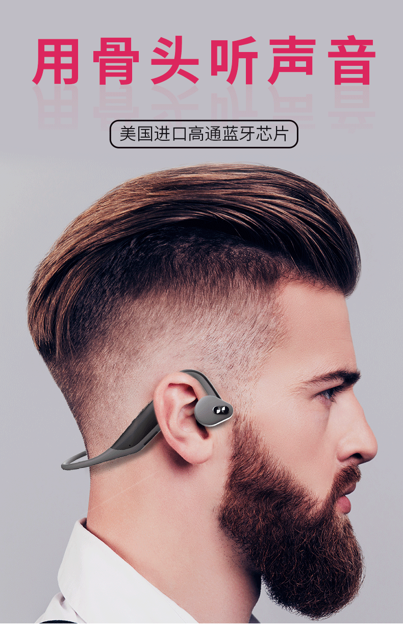2019年新款便携折叠式骨传导TWS无线蓝牙耳机GK蓝色