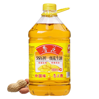 鲁花5S花生油4L 物理压榨一级食用油 桶装