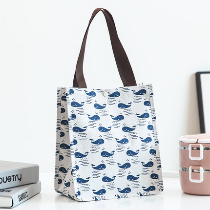 大容量环保袋便携购物袋帆布袋子 蓝色海豚