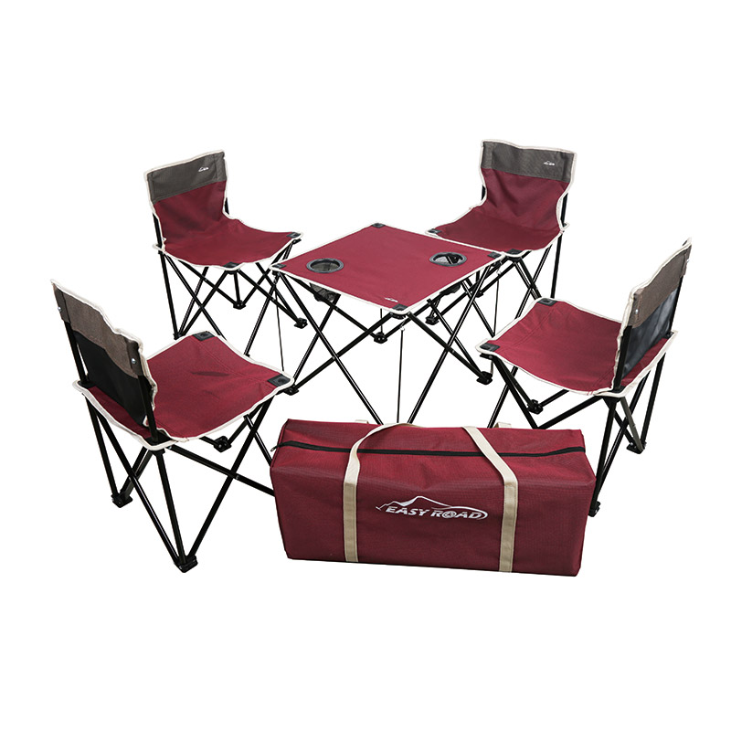 易路达双色折叠桌椅五件套YLD-TZS06